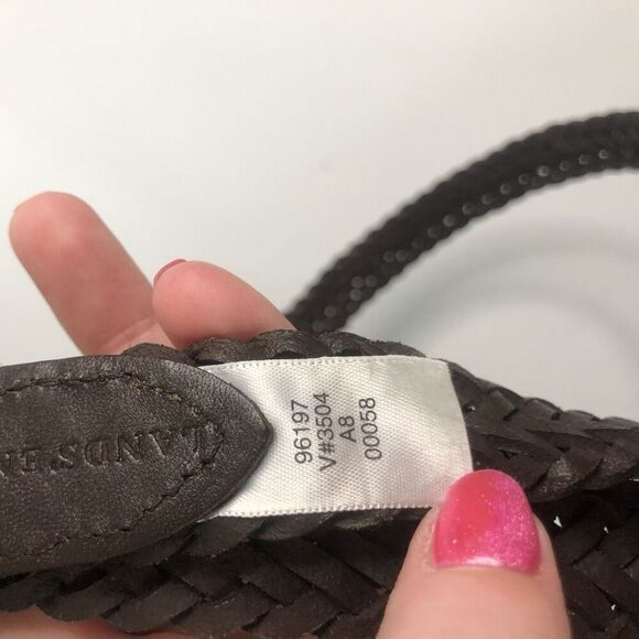 lands end brown leather braided belt large 1 inch wide classic work wear staple - Picture 6 of 8